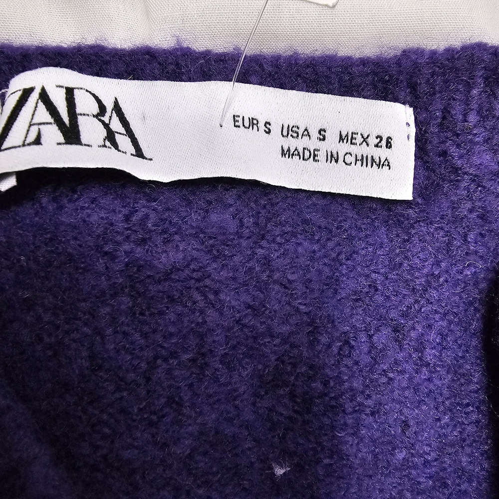 🌞NWOT ZARA BEADED KNIT CROP TOP PURPLE WOOL BLEND BLOGGERS FAV SMALL - Picture 10 of 13